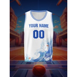 Customizable Kids Basketball Jersey, Polyester 100% Knit Fabric, Breathable & Washable, All Over Print, Loose Fit for Boys & Girls, Outdoor Sports & Casual Wear, Spring/Summer/Fall - Party, Training, Beach, Festive Occasions
