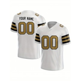Customized Football Jersey - Personalized Team Name & Number, V-Neck Sportswear, Lightweight Summer Football Shirt with Bold Print, Casual or Team Uniform for Sports & Casual Wear