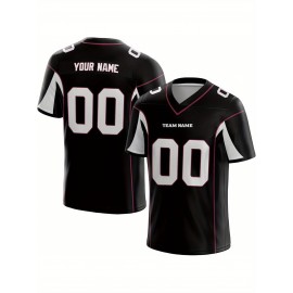 Customized Football Jersey - Personalized Team Name & Number, V-Neck Sportswear, Lightweight Summer Football Shirt with Bold Print, Casual or Team Uniform for Sports & Casual Wear