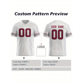 Customized Football Jersey - Personalized Team Name & Number, V-Neck Sportswear, Lightweight Summer Football Shirt with Bold Print, Casual or Team Uniform for Sports & Casual Wear