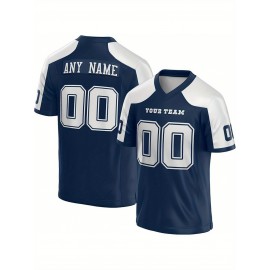 Customized Football Jersey - Personalized Team Name & Number, V-Neck Sportswear, Lightweight Summer Football Shirt with Bold Print, Casual or Team Uniform for Sports & Casual Wear