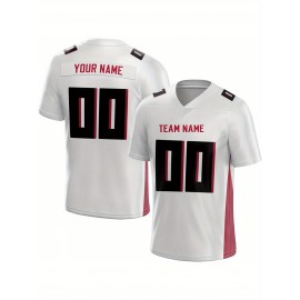 Customized Football Jersey - Personalized Team Name & Number, V-Neck Sportswear, Lightweight Summer Football Shirt with Bold Print, Casual or Team Uniform for Sports & Casual Wear