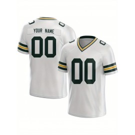 Customized Football Jersey - Personalized Team Name & Number, V-Neck Sportswear, Lightweight Summer Football Shirt with Bold Print, Casual or Team Uniform for Sports & Casual Wear