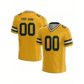 Customized Football Jersey - Personalized Team Name & Number, V-Neck Sportswear, Lightweight Summer Football Shirt with Bold Print, Casual or Team Uniform for Sports & Casual Wear