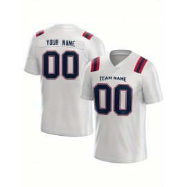 Customized Football Jersey - Personalized Team Name & Number, V-Neck Sportswear, Lightweight Summer Football Shirt with Bold Print, Casual or Team Uniform for Sports & Casual Wear