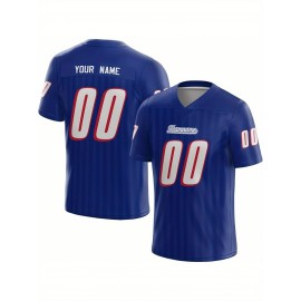 Customized Football Jersey - Personalized Team Name & Number, V-Neck Sportswear, Lightweight Summer Football Shirt with Bold Print, Casual or Team Uniform for Sports & Casual Wear