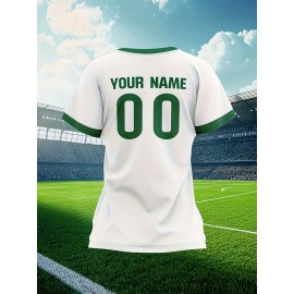 Customizable Women'S Plus Size Football Jersey - Personalized Name & Number, Lightweight Breathable Fabric, Vibrant Soccer Stadium Design for Outdoor Sports & Casual Wear, Soccer Jersey, PLUS SIZE