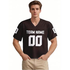 Customizable Women'S Football Jersey - Personalized Name & Number, V-Neck, Short Sleeve, Breathable Non-Stretch Fabric, Summer Sports Jersey, Perfect Gift for Women'S Fans, Football Jersey, Fan Merchandise, Standard Size, Stretchy Fabric