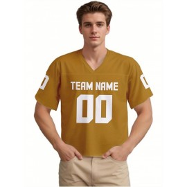 Customizable Women'S Football Jersey - Personalized Name & Number, V-Neck, Short Sleeve, Breathable Non-Stretch Fabric, Summer Sports Jersey, Perfect Gift for Women'S Fans, Football Jersey, Fan Merchandise, Standard Size, Stretchy Fabric