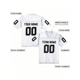 Customizable Women'S Football Jersey - Personalized Name & Number, V-Neck, Short Sleeve, Breathable Non-Stretch Fabric, Summer Sports Jersey, Perfect Gift for Women'S Fans, Football Jersey, Fan Merchandise, Standard Size, Stretchy Fabric