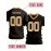 Customizable Women'S Plus Size Football Jersey T-Shirt - Personalized Team Name & Number, Black with Golden Accents, V-Neck, Short Sleeve, Summer Sports Tee, Football Jersey, PLUS SIZE
