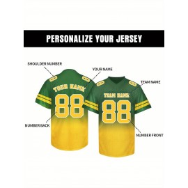 Customizable Football Jersey - Personalized Name & Number, V-Neck, Short Sleeve, Breathable Summer Fabric, Team Colors with Striped Collar - Perfect Gift for Fans, Custom Football Jersey, Fan Apparel, Durable Sportswear