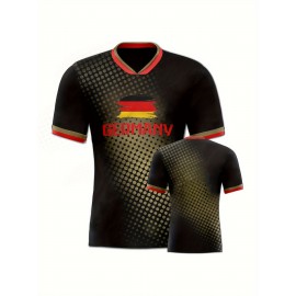 Women's Large Size Professional Sports Fabric Creative Pattern Print Germany Home Soccer Jersey T-shirt, Soccer Jersey Flag Uniforms Shirts Breathable And Lightweight, Moisture-Wicking, As Gifts For Sports Fans