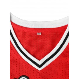 Men's #3 Red Embroidered Basketball Jersey - Breathable Sleeveless Sports Shirt with 
