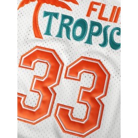 Stitched #33 Men's Basketball Jersey, Breathable Sleeveless Embroidered Uniform Shirt, Polyester, Green & White, Loose Fit, Perfect for Sports, Outdoor Activities, and Casual Wear