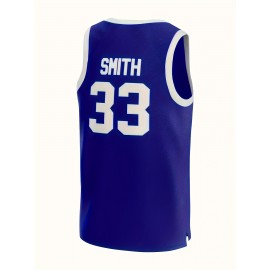 Men's #33 Blue Basketball Jeresys Stitched Name And Number S-3XL
