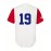 Men's #19 Embroidered White Baseball Jersey - V-Neck, Button-Up, Polyester, Machine Washable - Perfect for Sports & Parties