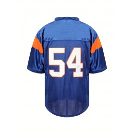 1pc Men'S Polyester American Football Jersey - Sports V-Neck Sweatshirt with Embroidered Letter and Number, Slight Stretch Knit Fabric, Loose Fit for Team Sports, Parties, and Casual Wear - Four Seasons