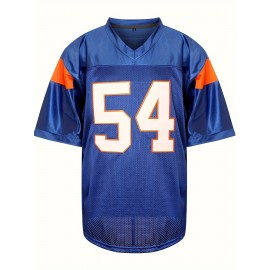 1pc Men'S Polyester American Football Jersey - Sports V-Neck Sweatshirt with Embroidered Letter and Number, Slight Stretch Knit Fabric, Loose Fit for Team Sports, Parties, and Casual Wear - Four Seasons