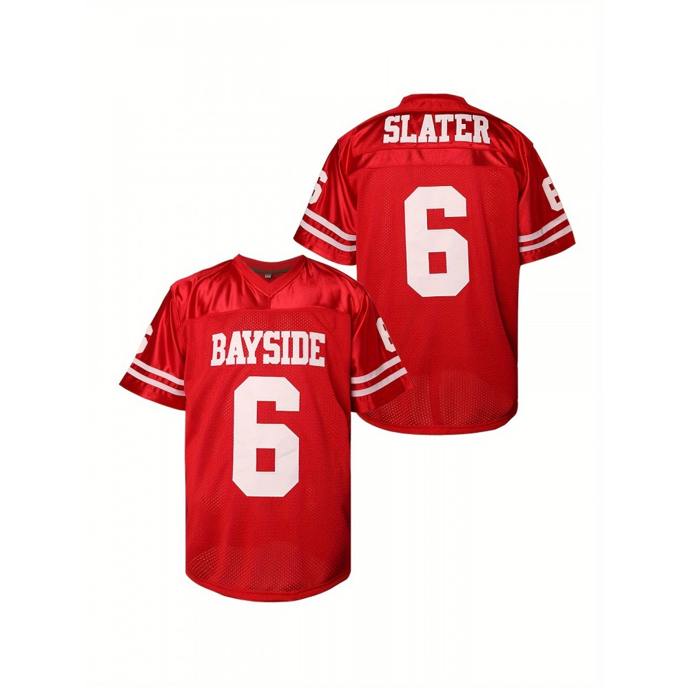 1pc Men'S Red Polyester American Football Jersey - V-Neck Sports Sweatshirt with Embroidered Lettering & Number, Slight Stretch Knit Fabric, Loose Fit for Team Sports, Parties & Casual Wear