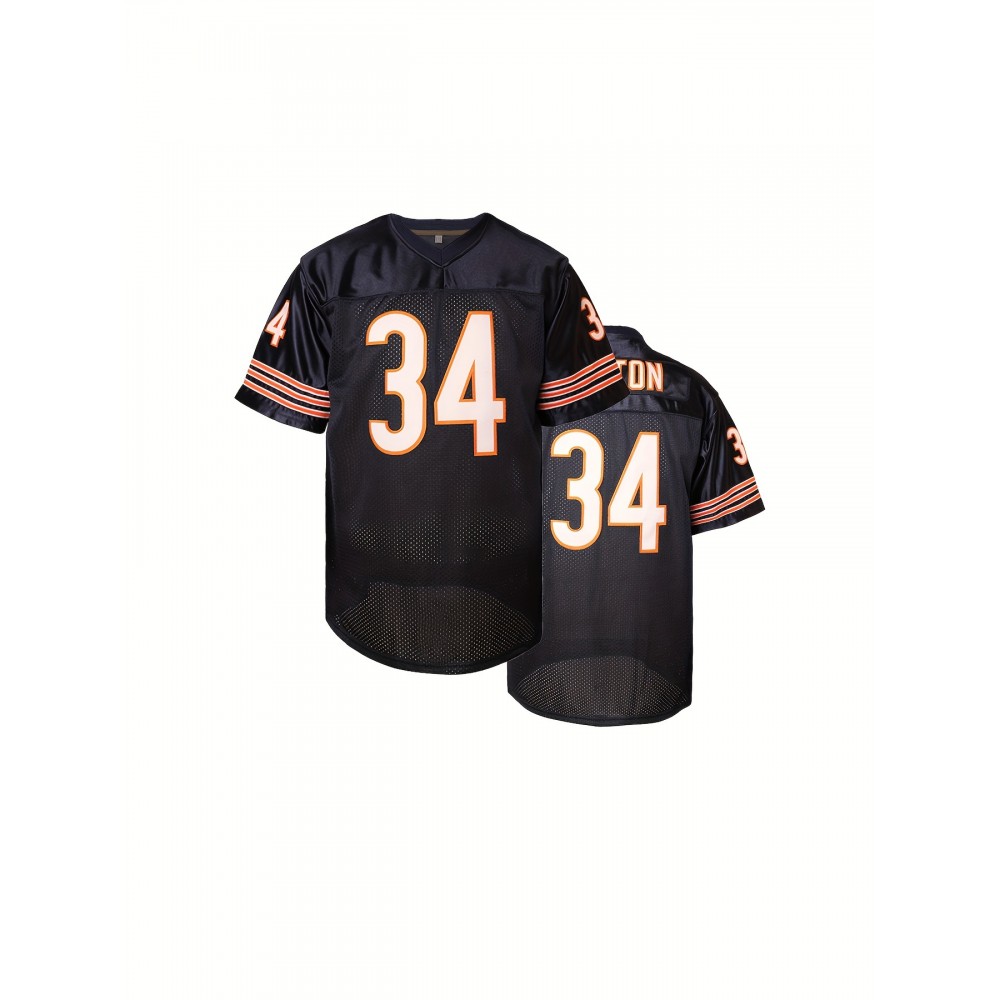 Men's#34 Blue American Football Jeresys Stitched Name And Number