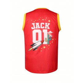 Men's #01 Embroidered Basketball Jersey - V-Neck, Breathable Polyester, Machine Washable - Perfect for Sports & Parties