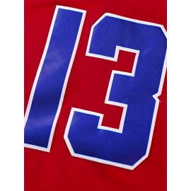 Men's#13 Red Baseball Jeresys Stitched Name And Number