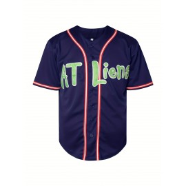 Men's #96 Blue Atlanta Baseball Jersey - Embroidered Name & Number, V-Neck, Polyester, Machine Washable, Ideal for Sports, Parties & Halloween