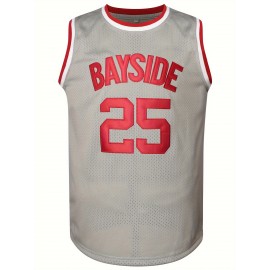 Men's #25 Embroidered Grey Basketball Jersey - Breathable, Sleeveless Sports Uniform for All Seasons, Stitched, Outdoor Activities