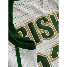Men's #23 Embroidered Basketball Jersey - White & Green, Breathable Sleeveless V-Neck Sports Uniform for Parties, Outdoor Activities & Team Sports, Team Apparel | Sleeveless Jersey | Flexible Wear