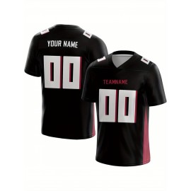 Customized Football Jersey - Personalized Team Name & Number, V-Neck Sportswear, Lightweight Summer Football Shirt with Bold Print, Casual or Team Uniform for Sports & Casual Wear