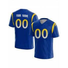 Customized Football Jersey - Personalized Team Name & Number, V-Neck Sportswear, Lightweight Summer Football Shirt with Bold Print, Casual or Team Uniform for Sports & Casual Wear