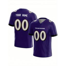 Customized Football Jersey - Personalized Team Name & Number, V-Neck Sportswear, Lightweight Summer Football Shirt with Bold Print, Casual or Team Uniform for Sports & Casual Wear