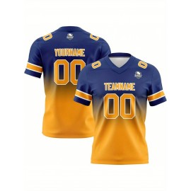 Customizable Women'S Football Jersey - Personalized Name, Number & Logo, Comfort Fit for Sports, Training & Casual Wear, Summer V-Neck T-Shirt with Bold Yellow & Red Design, Football Jersey, Nonelastic Fabric