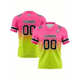 Customizable Women'S Football Jersey - Personalized Name, Number & Logo, Comfort Fit for Sports, Training & Casual Wear, Summer V-Neck T-Shirt with Bold Yellow & Red Design, Football Jersey, Nonelastic Fabric