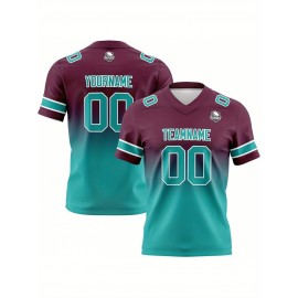 Customizable Women'S Football Jersey - Personalized Name, Number & Logo, Comfort Fit for Sports, Training & Casual Wear, Summer V-Neck T-Shirt with Bold Yellow & Red Design, Football Jersey, Nonelastic Fabric